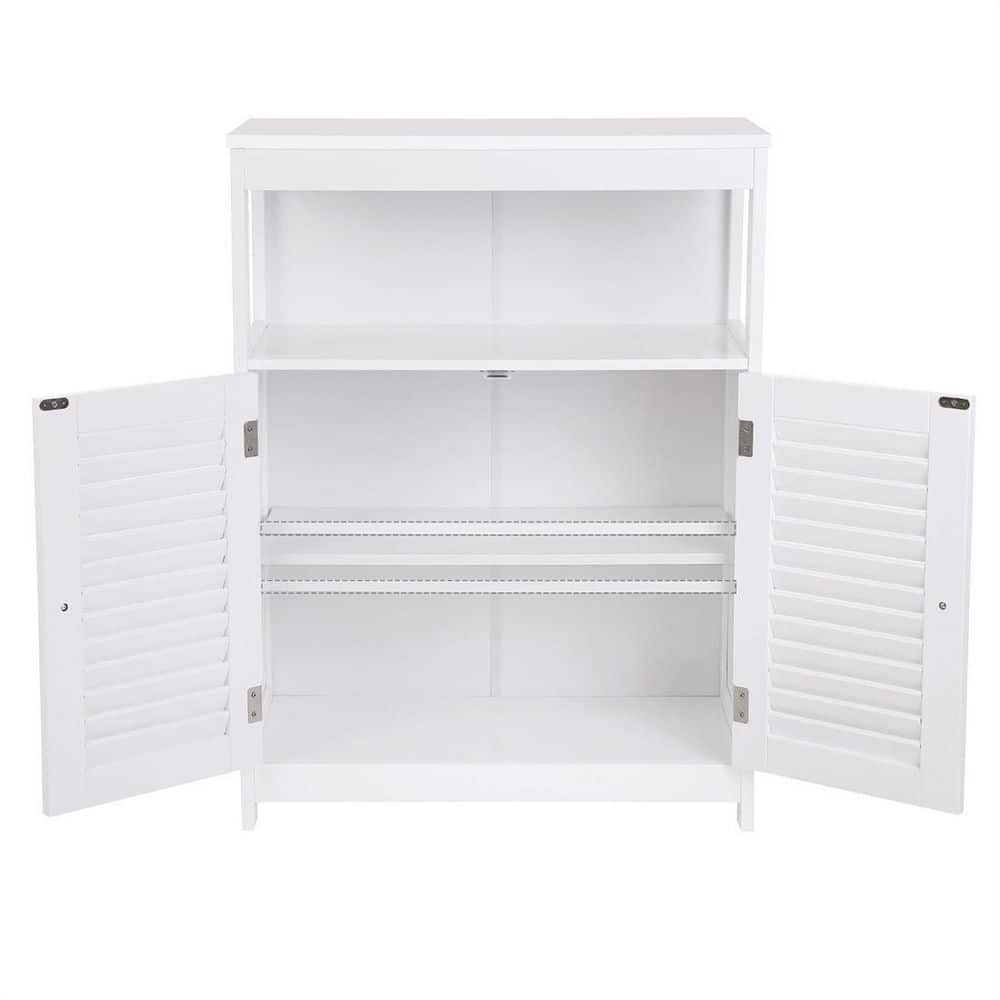 White MDF Living Room Cabinet with Adjustable Shelving
