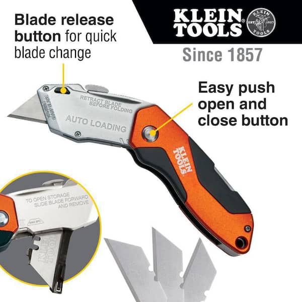 Klein Tools Auto-Loading Folding Retractable Utility Knife 44130
