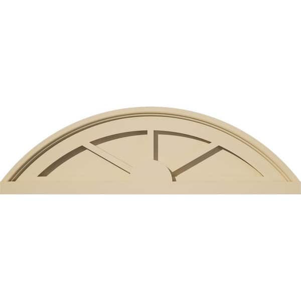 Ekena Millwork 24-in. W x 7-in. H x 2-in. P Segment Arch 3 Spoke Signature Urethane Pediment, Primed Tan
