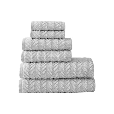 Slate Chevron 6-Piece Gray Cotton Towel Set