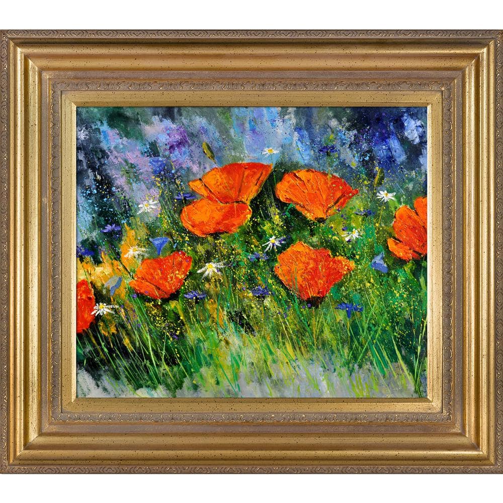 LA PASTICHE 34 In. X 30 In. "Poppies 97 With Mediterranean Gold Frame ...