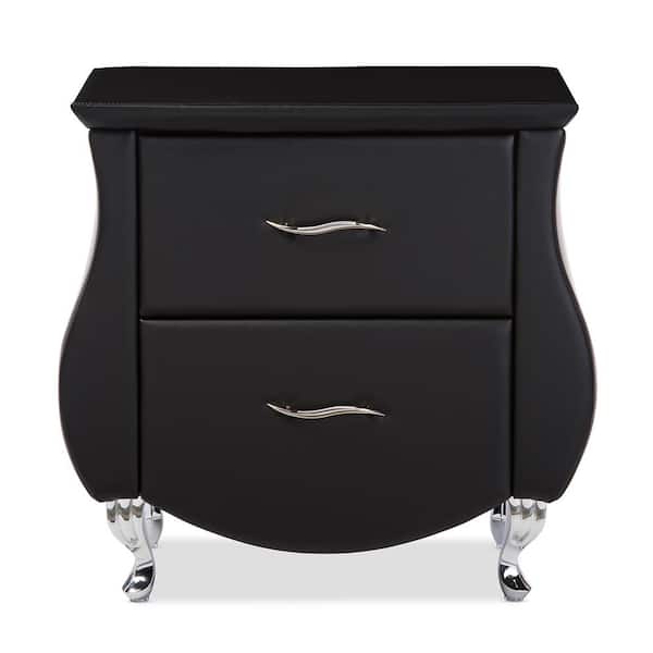 Baxton Studio Erin 2 Drawer Black Nightstand 28862 6442 HD The
