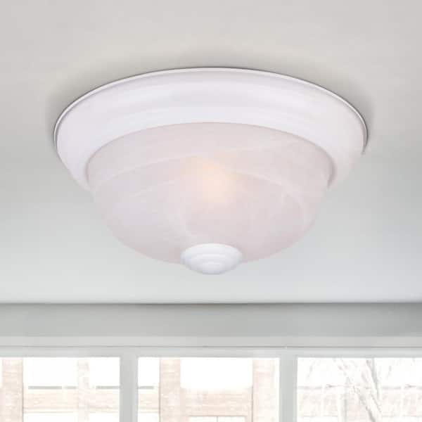 Designers Fountain Reedley 13.25 in. Traditional White Medium-Base (E26) Bulb Flush Mount for Kitchens