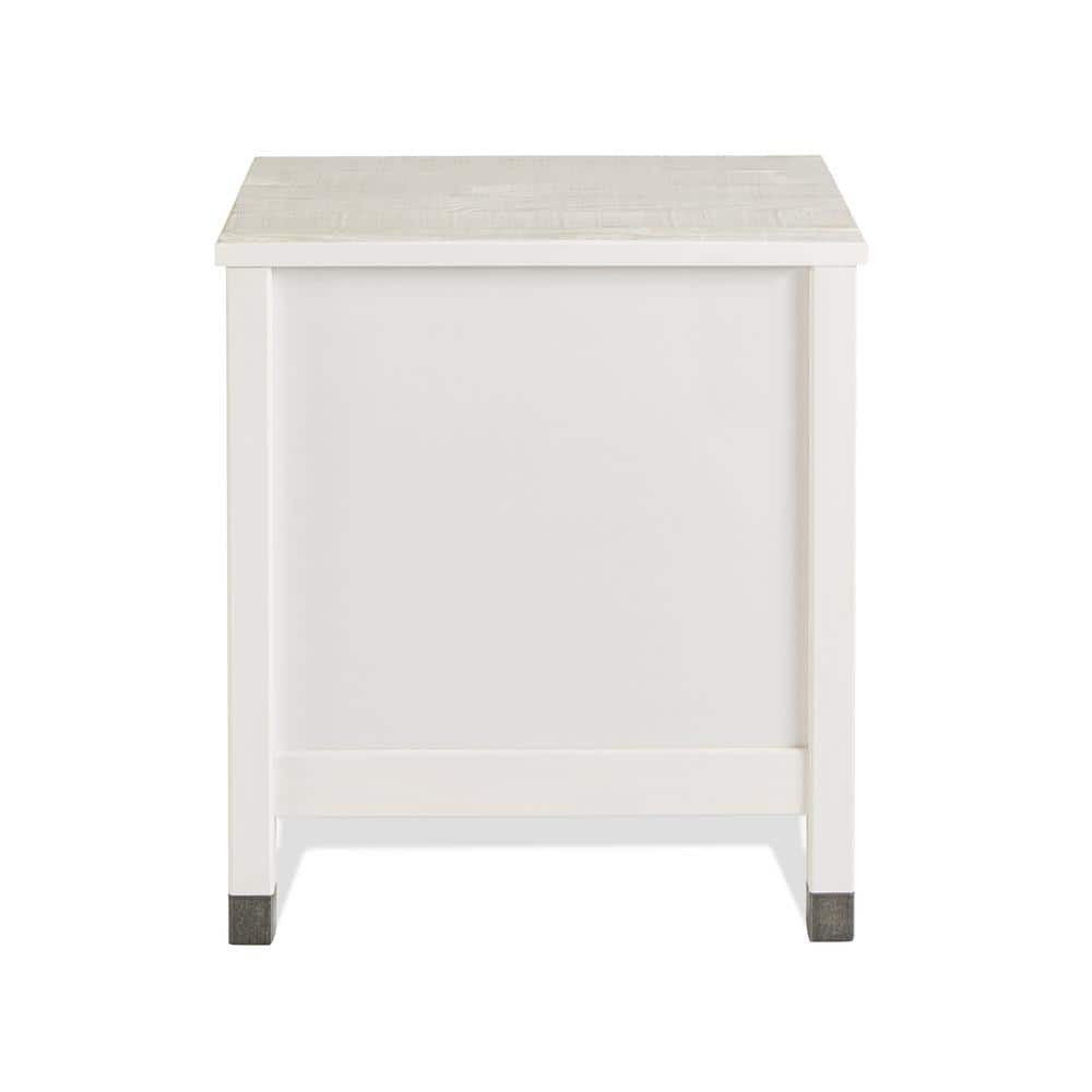 Baja Rustic Shabby White Solid Wood 2-Drawer Nightstand