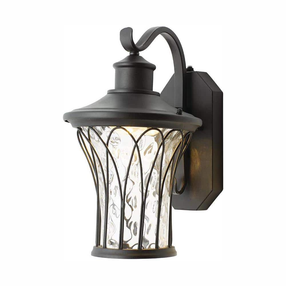 Home Decorators Collection Black Outdoor LED Dusk to Dawn Wall Lantern Sconce