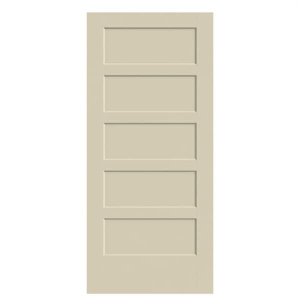 36 in. x 80 in. 5-Panel Bayshore Single Bore Hollow Core Golden Haystack Molded Composite Interior Door Slab