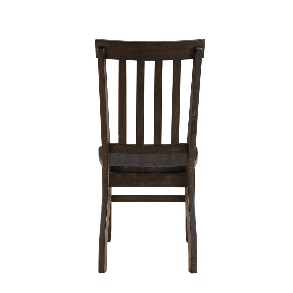 Rustic Walnut High Back Wooden Slat Side Chair