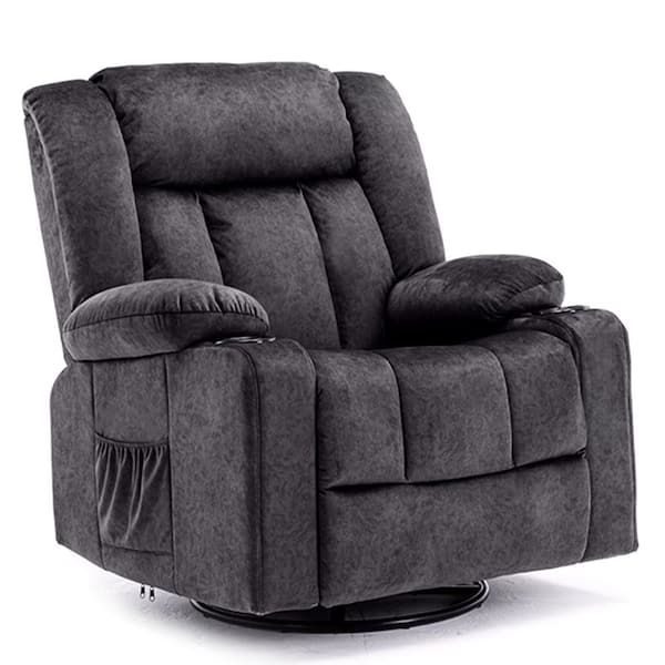 Recliner Chair Massage Rocker 360° Swivel Lazy Boy Recliner Single Sofa Seat, Gray