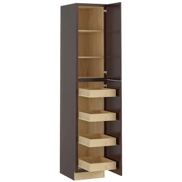 Home Decorators Collection Newport 18 in. W x 24 in. D x 90 in. H Assembled Plywood Pantry Kitchen Cabinet in Manganite with 4ROT Soft Close RH