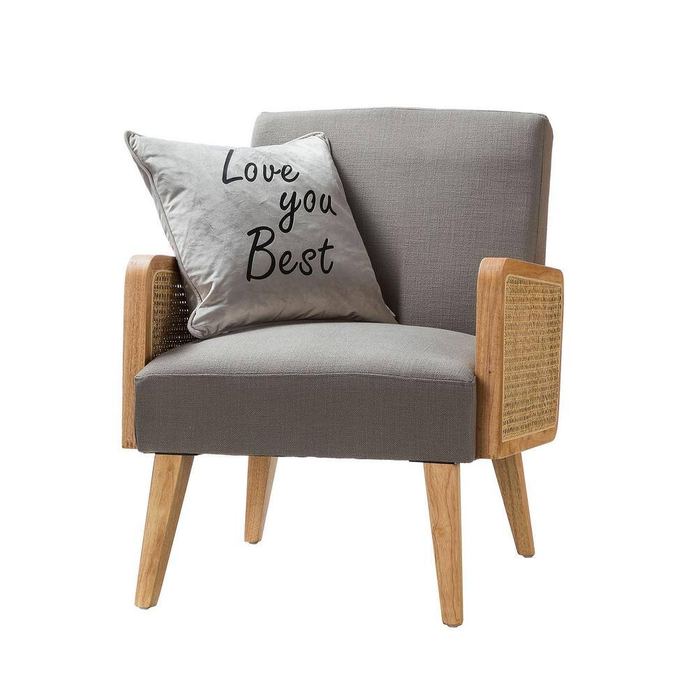 Pewter Velvet Handcrafted Accent Chair with Manufactured Wood Frame