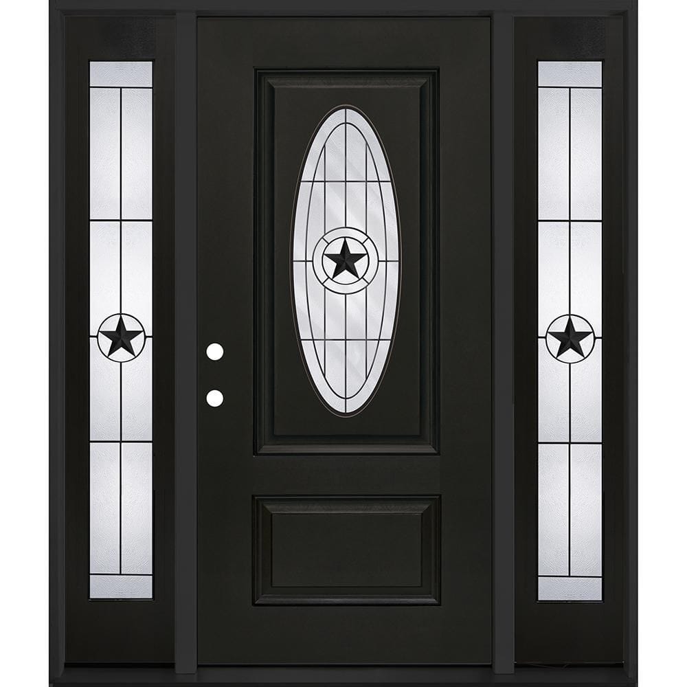 Regency 68 in. x 80 in. 3/4L Oval Alamo Glass RHIS Onyx Mahogany Fiberglass Prehung Front Door w/ 14 in.-Full SLs 6-9/16 price history on PriceWatchPro