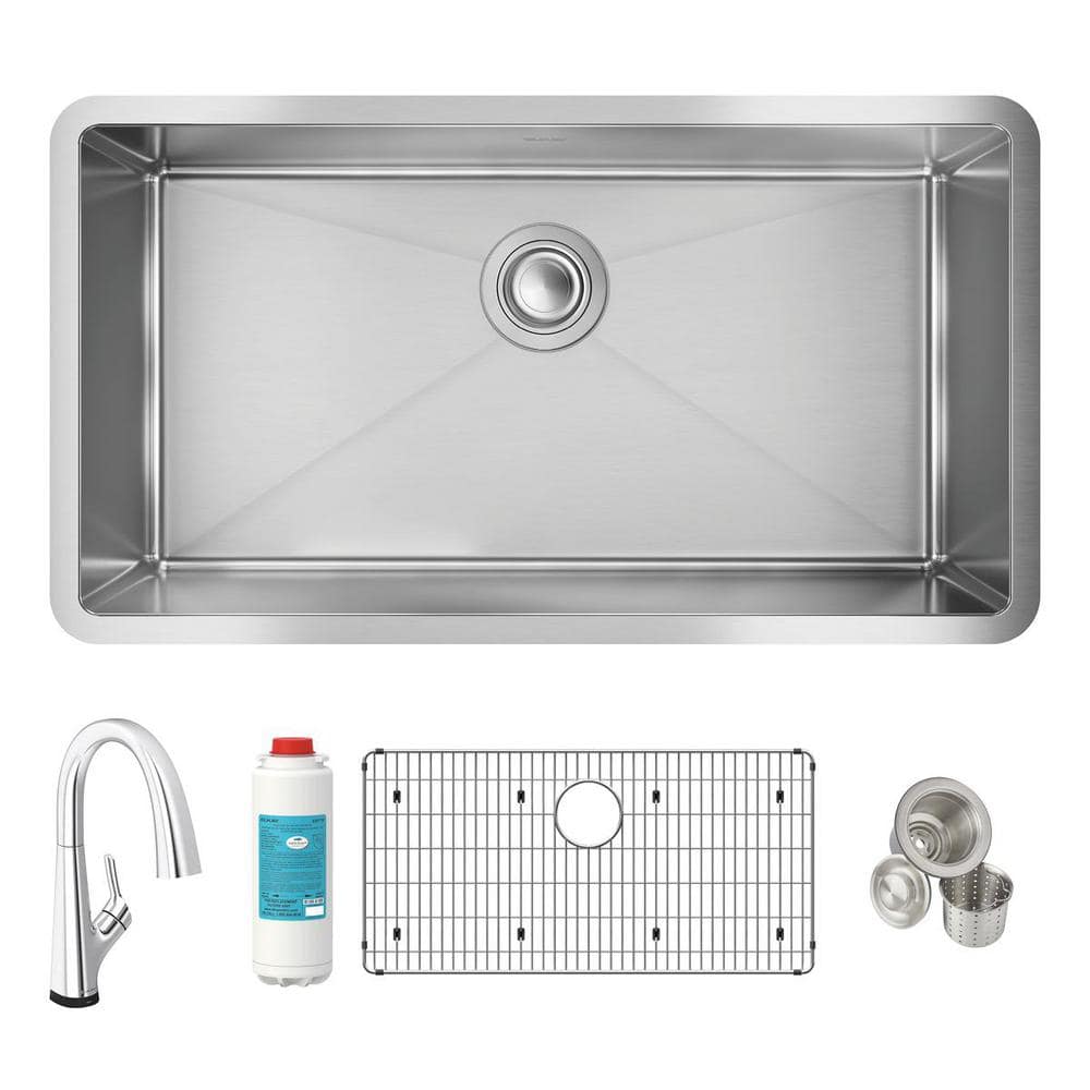 Elkay Crosstown 33in Undermount 1 Bowl 16 Gauge Stainless Steel Sink W