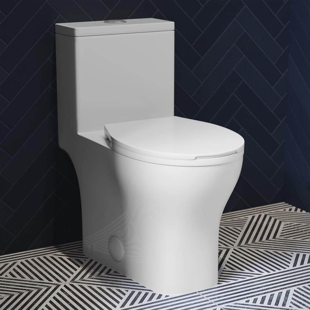 Glossy White Round Ceramic Dual-Flush Toilet