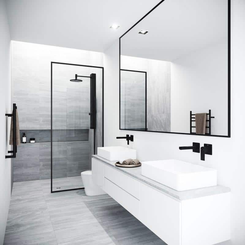 Meridian 34'' W x 74'' H Matte Black Clear Glass Shower Screen