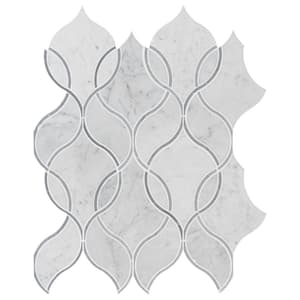 Carrara White Ellipsis 8.66 in. x 11.63 in. Polished Marble Floor and Wall Tile (3.2 sq. ft./Case)