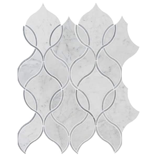 MSI Carrara White Ellipsis 8.66 in. x 11.63 in. Polished Marble Floor and Wall Tile (3.2 sq. ft./Case)