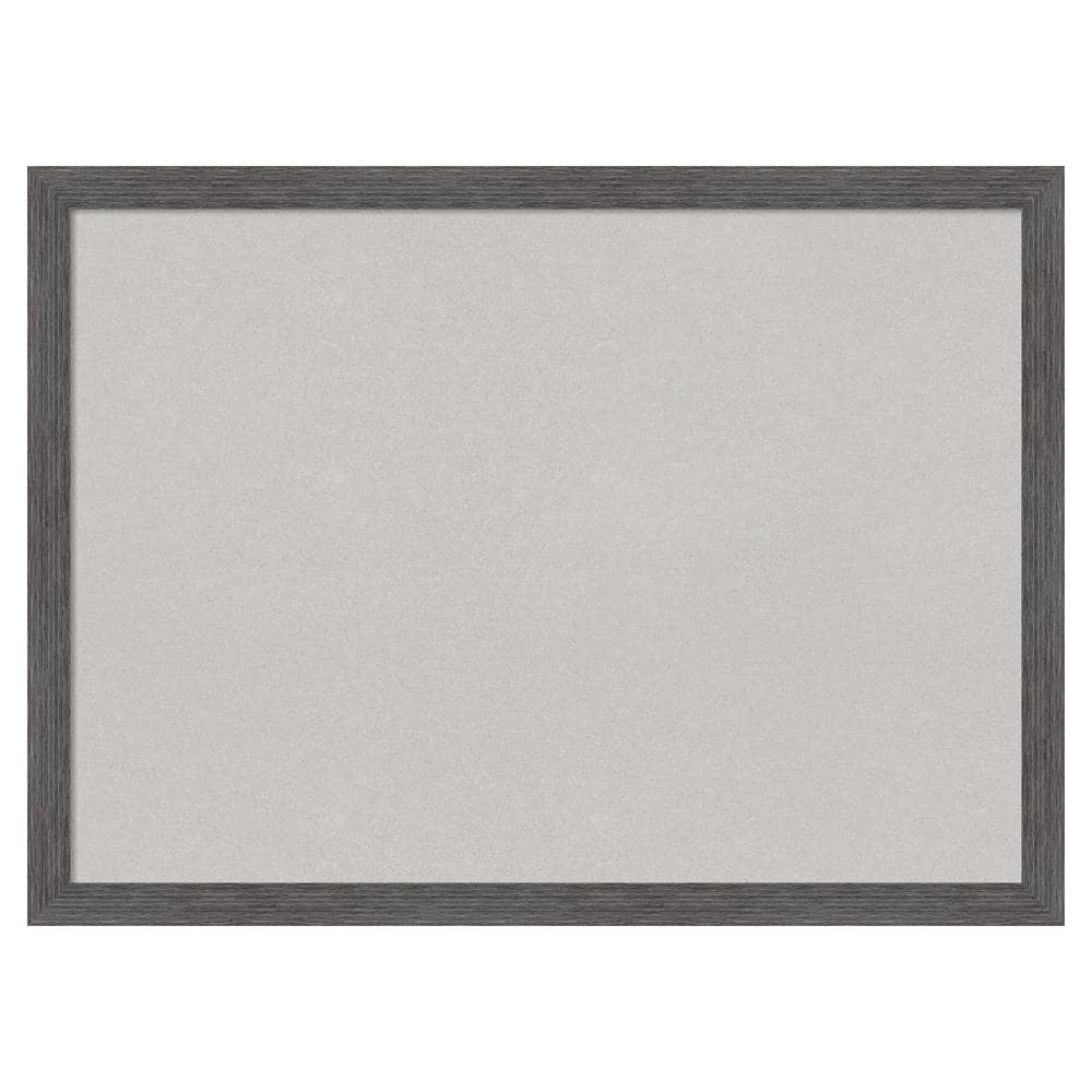 Amanti Art Pinstripe Plank Grey Thin Framed Grey Corkboard 30 in. x 22 ...