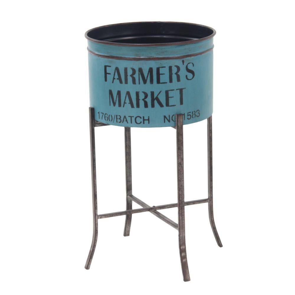 Farmhouse Multi Colored Iron Planters with Stands, Set of 3