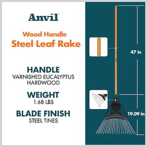 5-Piece 47 in. L Wood Handle 20 in. Poly Steel Leaf Rake Garden Tool Set
