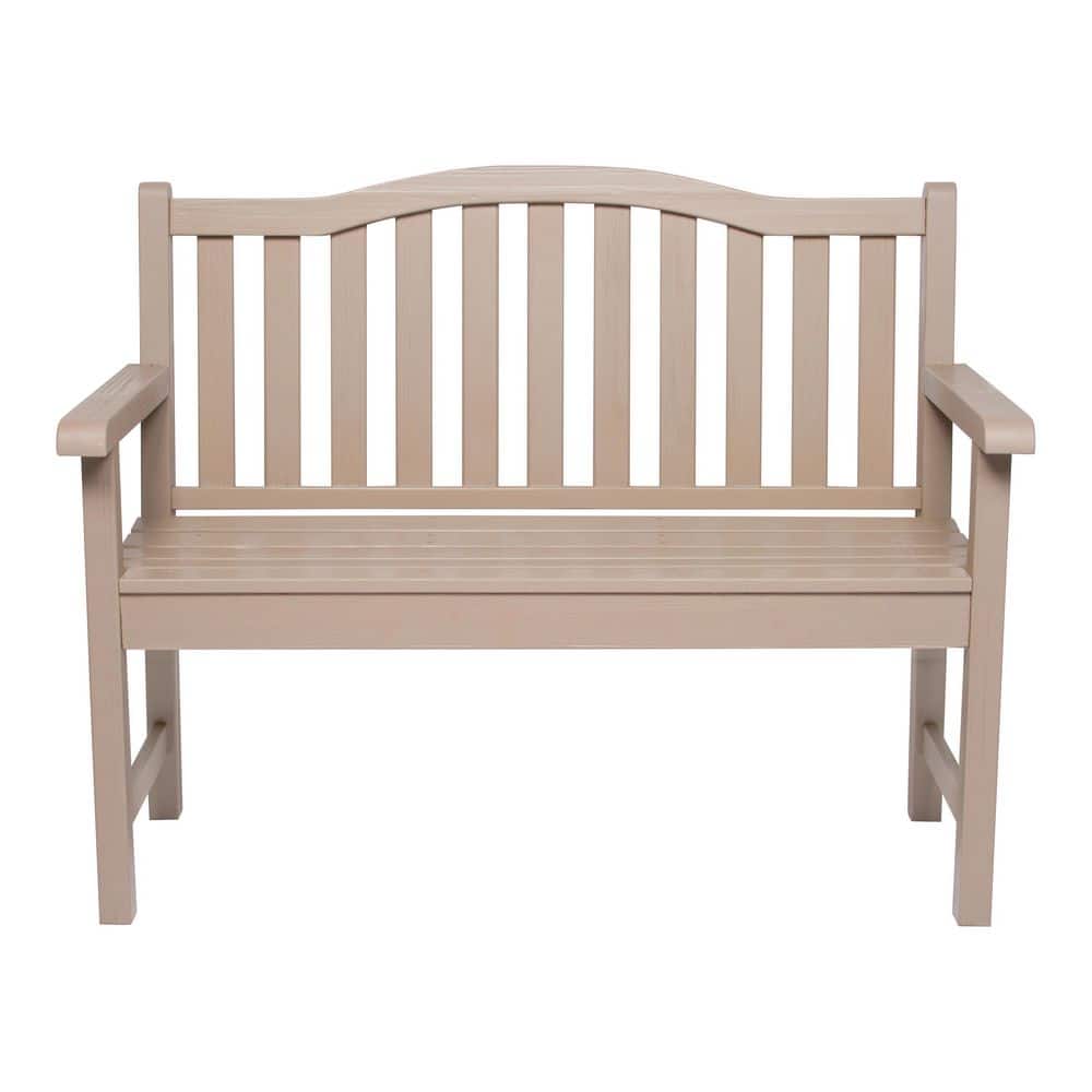 Gray Stone Cedar Wood Outdoor Garden Bench with Slat Back