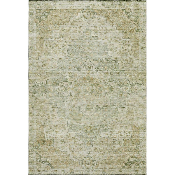 Mayfield Premium Machine Washable Abstract AMF1832 Sage 3 ft. x 5 ft. Area Rug