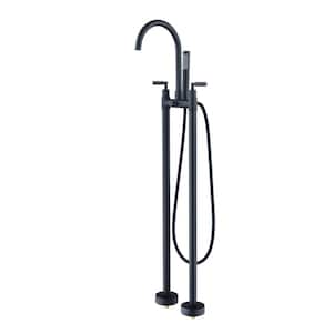 Gnosall 2-Handle Freestanding Tub Faucet with Handshower in Matte Black