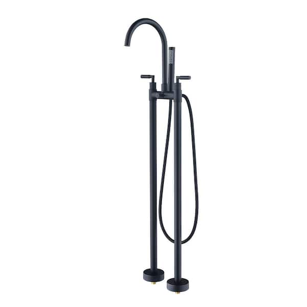 Altair Gnosall 2-Handle Freestanding Tub Faucet with Handshower in Matte Black