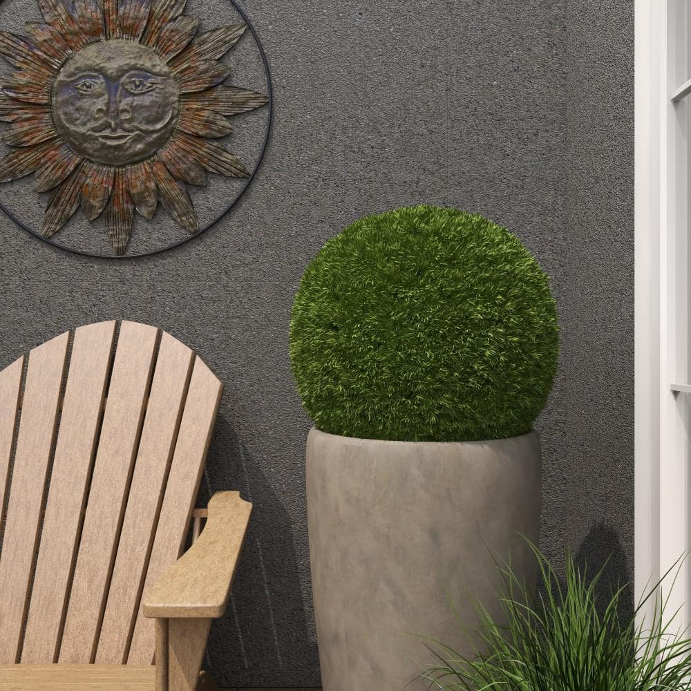 22" Green Plastic Boxwood Topiary Ball for Indoor Outdoor
