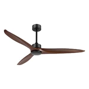 60 in. 3-Blades Indoor Ceiling Fan in Black and Walnut with Remote