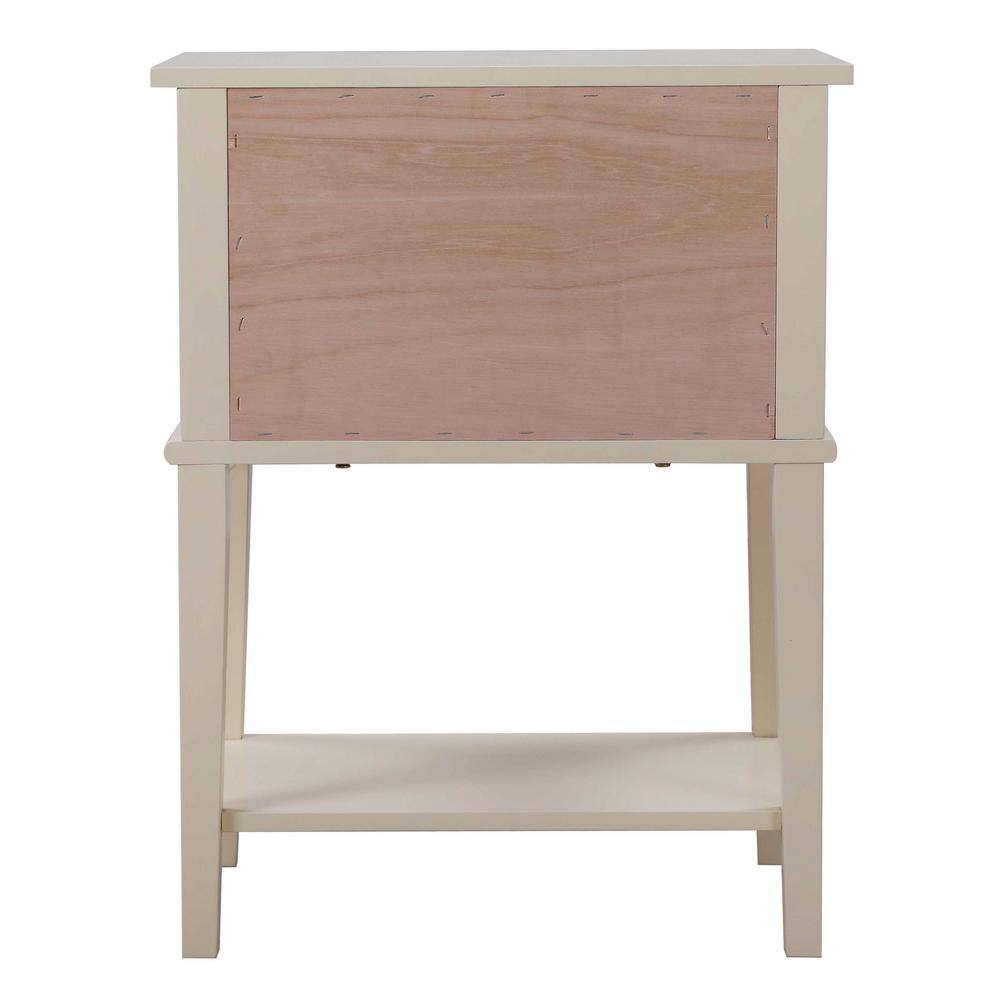 Newton Beige 2-Drawer Solid Wood Nightstand with Open Shelf