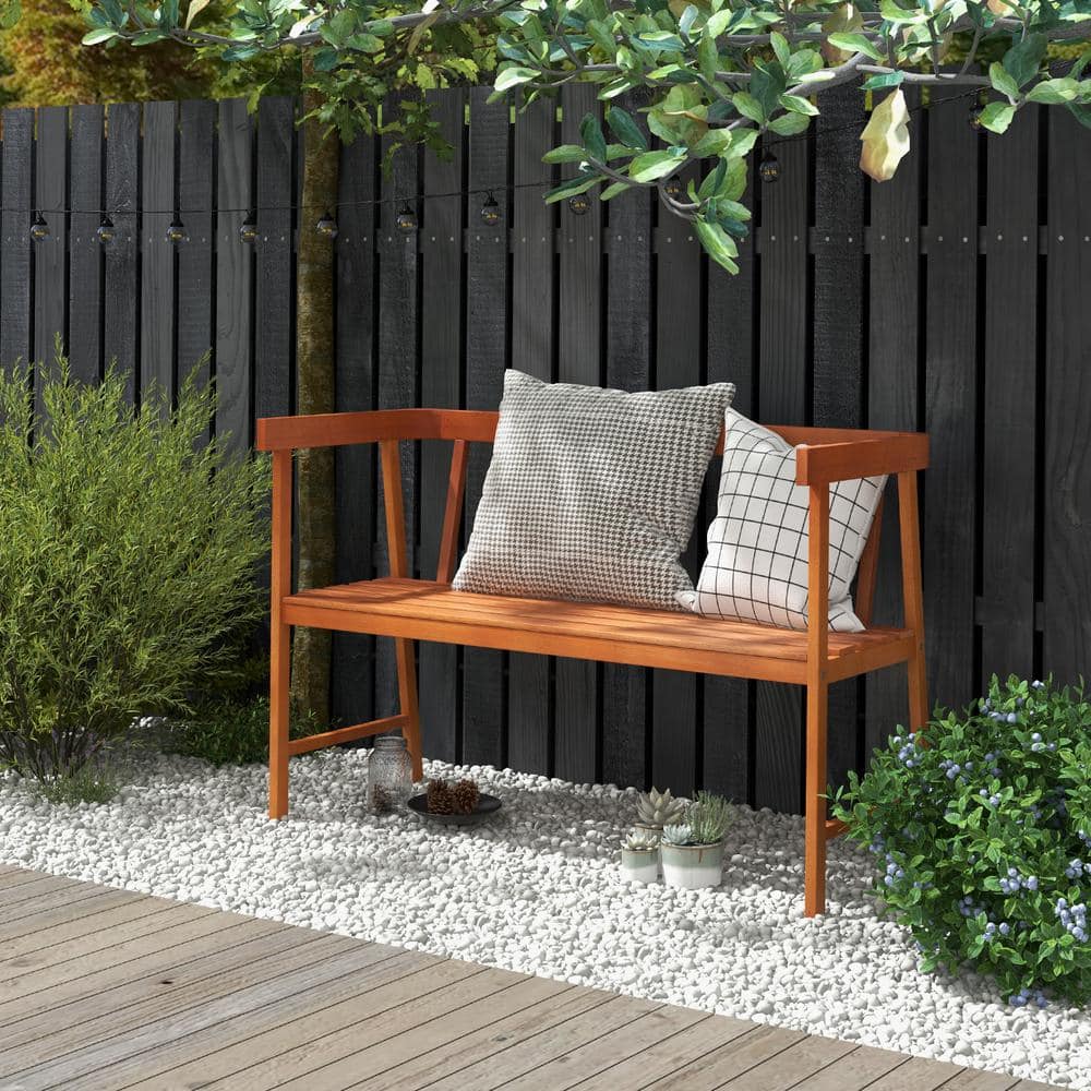ANGELES HOME Natural 43 in. Wood Acacia wood Bench with