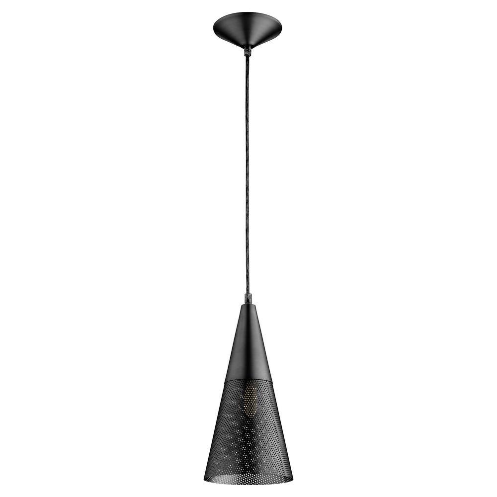 quorum Mesh Cone 1Light Pendant Matte Black 131659 The Home Depot