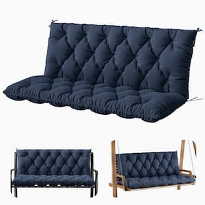 60 in. x 40 in. x 5 in. 2-3 Seater Contoured Replacement Outdoor Porch Swing Cushion with Backrest Bench Cushion Navy