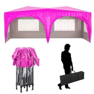 10 ft. x 20 ft. Pink Outdoor Portable Folding Party Tent, Pop Up Canopy Tent with 6 Removable Sidewalls and Carry Bag