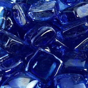 1 in. 10 lbs. Sea Blue Fire Glass Cubes for Indoor and Outdoor Fire Pits or Fireplaces