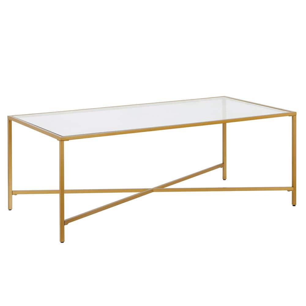 Henley Rectangular Brass Finish Coffee Table with Glass Top