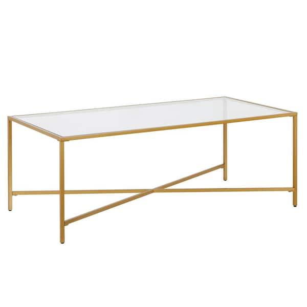 Meyer&Cross Henley 48 in. Brass Rectangle Glass Top Coffee Table