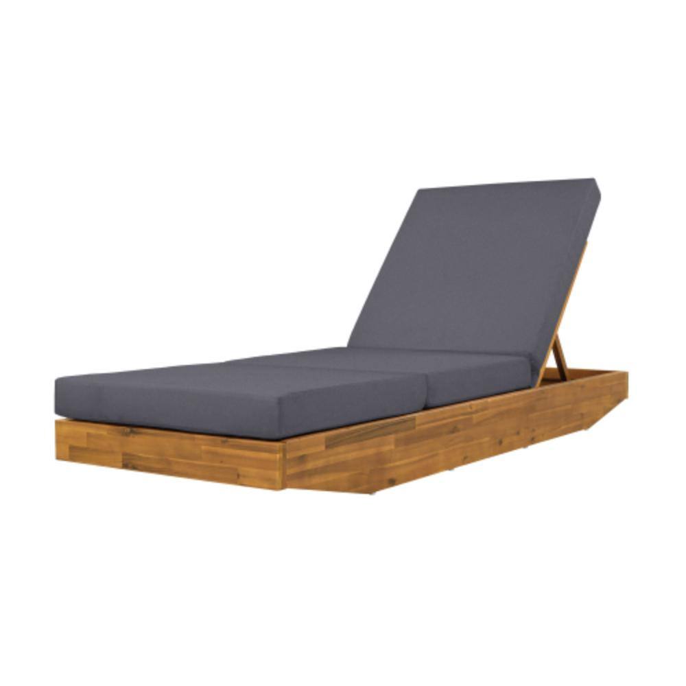 Brown 1-Piece Acacia Wood Outdoor Patio Chaise Lounge with Dark Dark Gray Cushions price history on PriceWatchPro