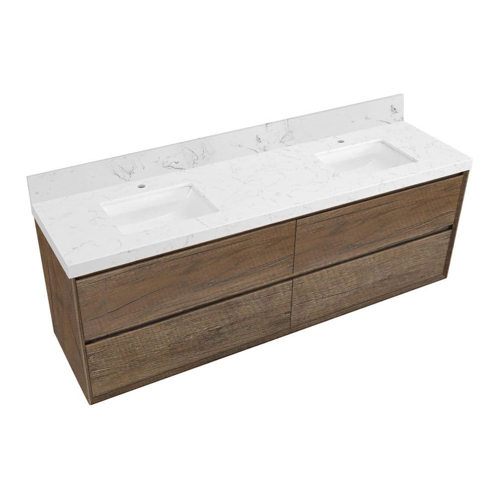 72 in. Floating Oak Bath Vanity with White Ceramic Top price history on PriceWatchPro