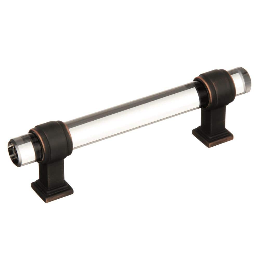 Clear and Oil-Rubbed Bronze 3-3/4" Cabinet Bar Pull