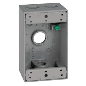 3/4 in. Metal Gray Weatherproof 1-Gang 4-Hole Electrical Outlet Box