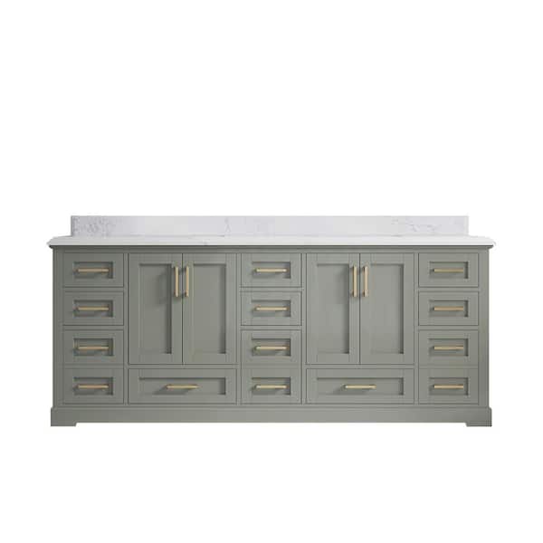 Willow Collections Boston 84 in. W x 22 in. D x 36 in. H Double Sink Bath Vanity in Evergreen with 1.5 in. Empira Quartz Top