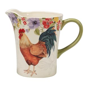 Floral Rooster 112 fl.oz. Assorted Colors Earthenware Pitcher