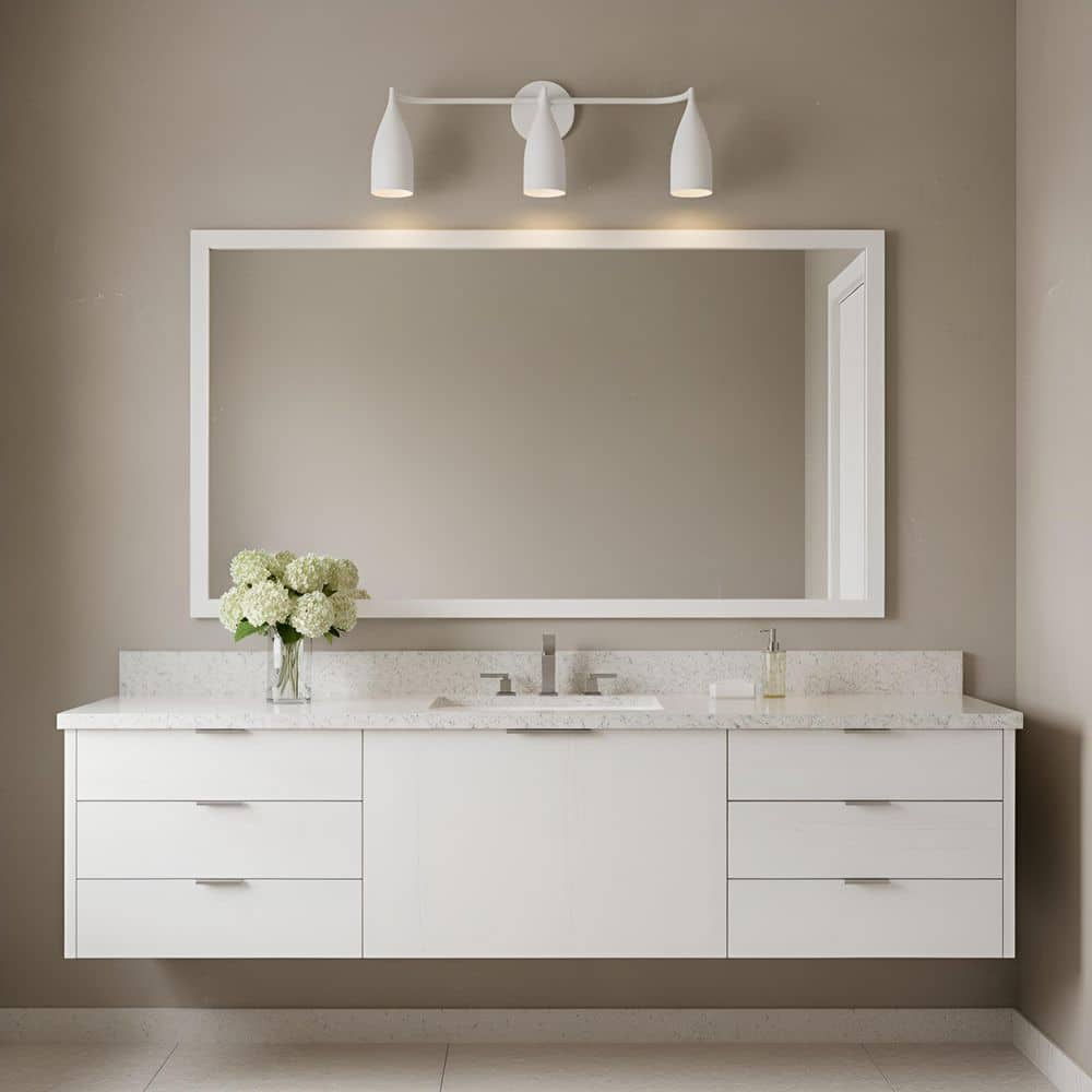 Maya 26.13 in. W x 10.125 in. H 3-Light Matte White Dimmable Bathroom Vanity Light with No Bulbs Included price history on PriceWatchPro