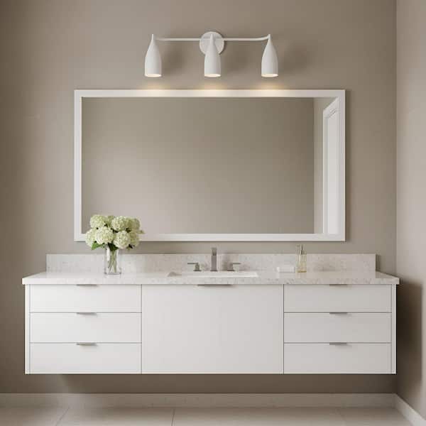 Maya 26.13 in. W x 10.125 in. H 3-Light Matte White Dimmable Bathroom Vanity Light with No Bulbs Included
