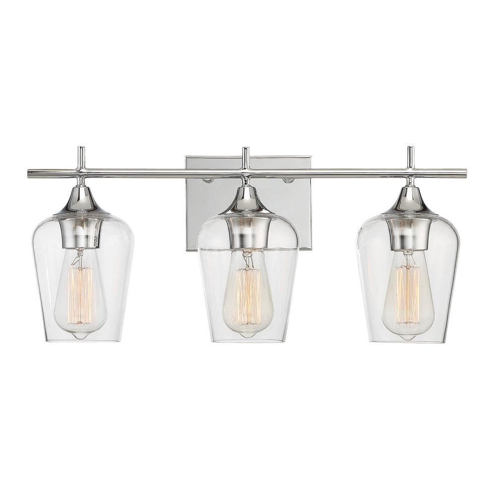 Octave 21 in. W x 9 in. H 3-Light Polished Chrome Bathroom Vanity Light with Clear Glass Shades price history on PriceWatchPro