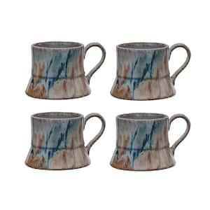 14 oz. Multicolor Stone Autumnal Harmony Reactive Glaze Beverage Mugs (Set of 4)