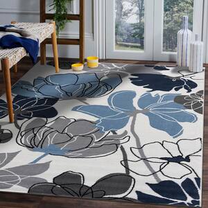 Laguna Cream/Blue 8 ft. x 10 ft. Floral Indoor Area Rug