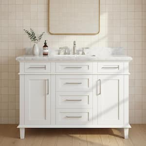 Sonoma 48 in. Single Sink Freestanding White Bath Vanity with Carrara Marble Top (Assembled)