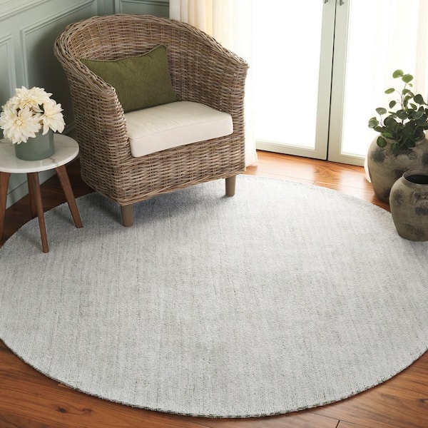 Circular Rug Rvt SAFAVIEH Restoration Vintage 6 ft. x 6 ft. Green/Ivory Distressed Solid ...